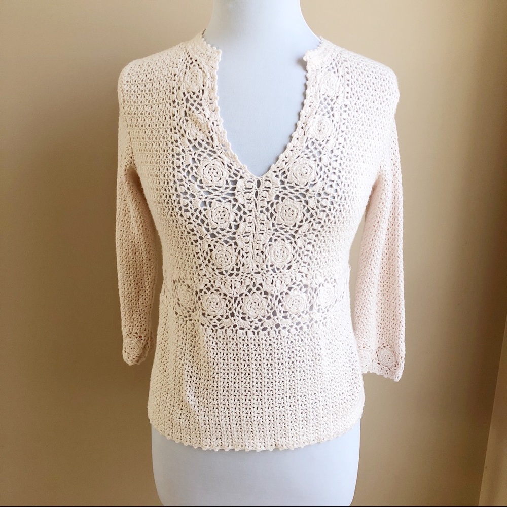 Vintage J. Crew crocheted cotton top